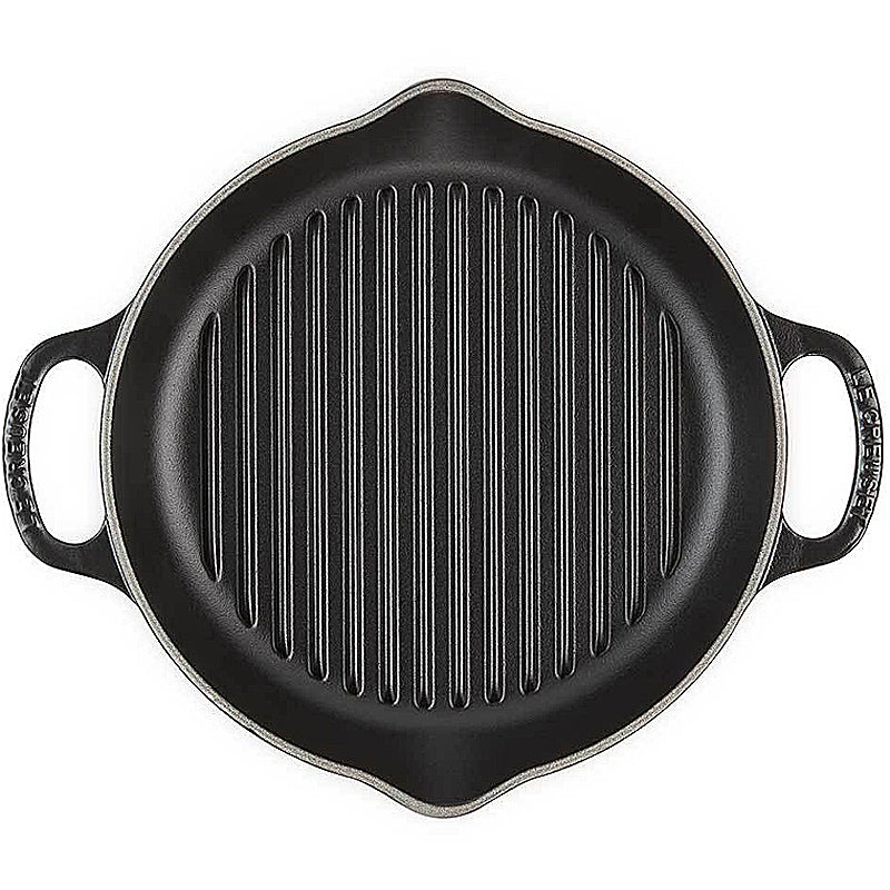 Le Creuset Grillpfanne Signature rund mit zwei Griffen Schwarz