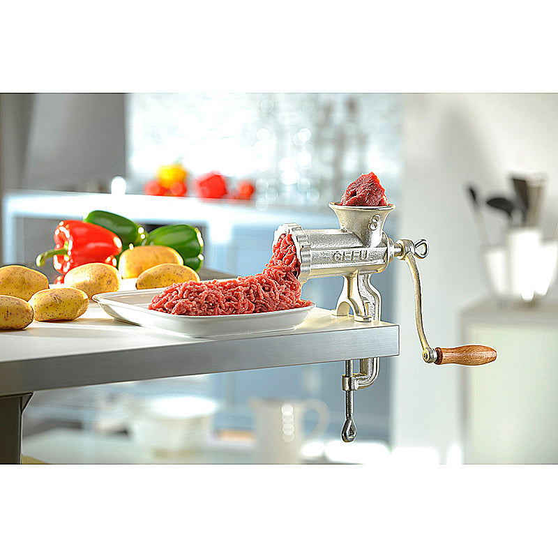 GEFU Set 14700 mit Spritzgebäckvorsatz Set bestehend aus: Art.-Nr. 14700 Fleischwolf Gr. 5 Spritzgebäckvorsatz Gr. 5 Edelstahl