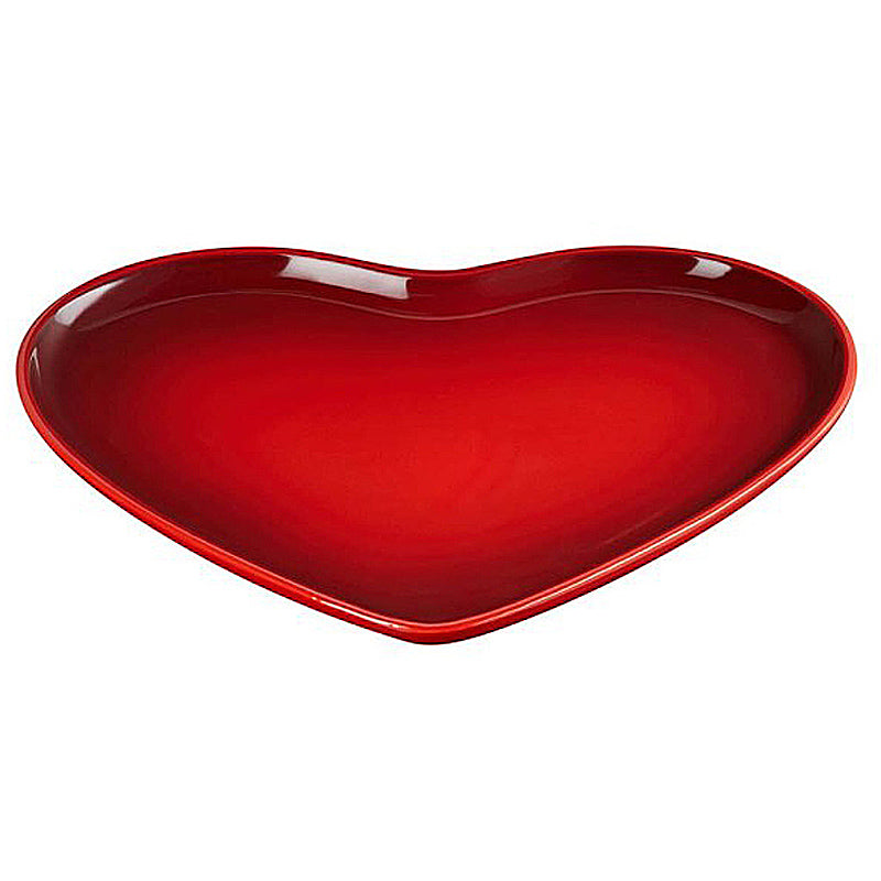 Le Creuset Servierplatte in Herzform 32 cm Kirschrot