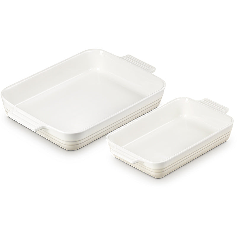 Le Creuset Auflaufform Klassik rechteckig 2er-Set 25/32 cm Meringue