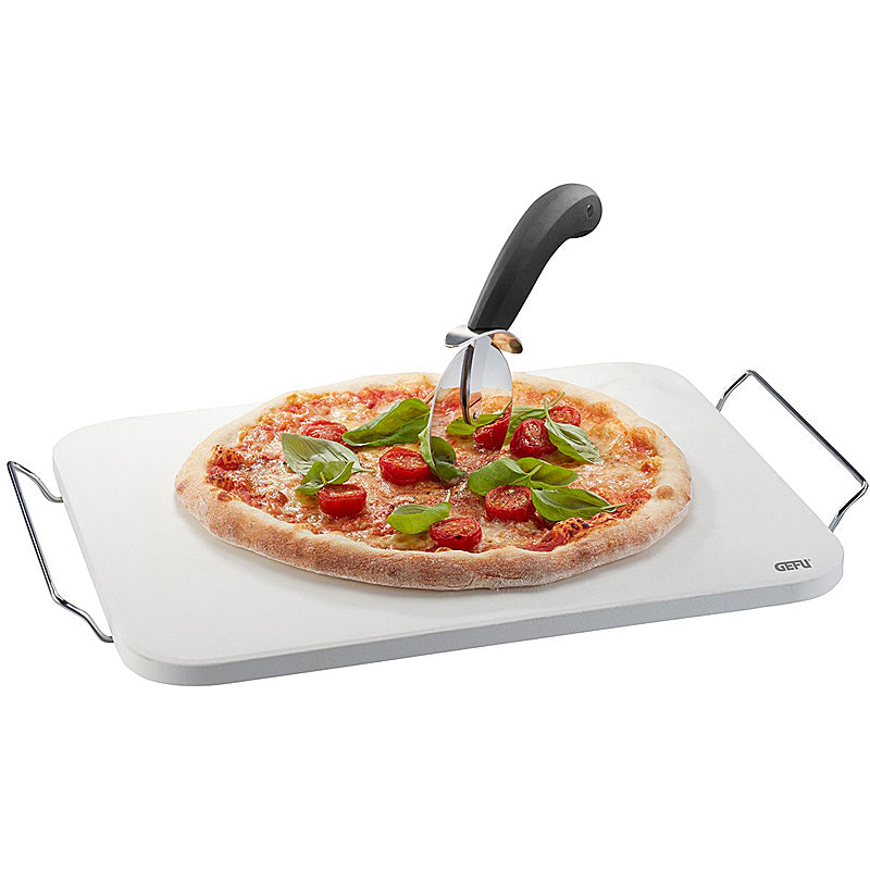 GEFU Set: Pizzastein DARIOSO mit Gestell + Pizzaschneider + Pizza-Schieber 89534