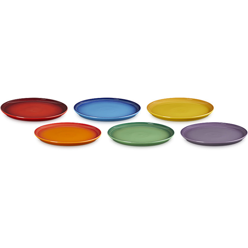 Le Creuset Frühstücksteller Coupe 22cm 6er Set Regenbogen