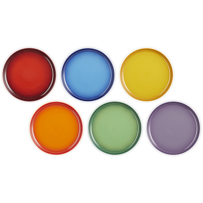 Le Creuset Frühstücksteller Coupe 22cm 6er Set Regenbogen
