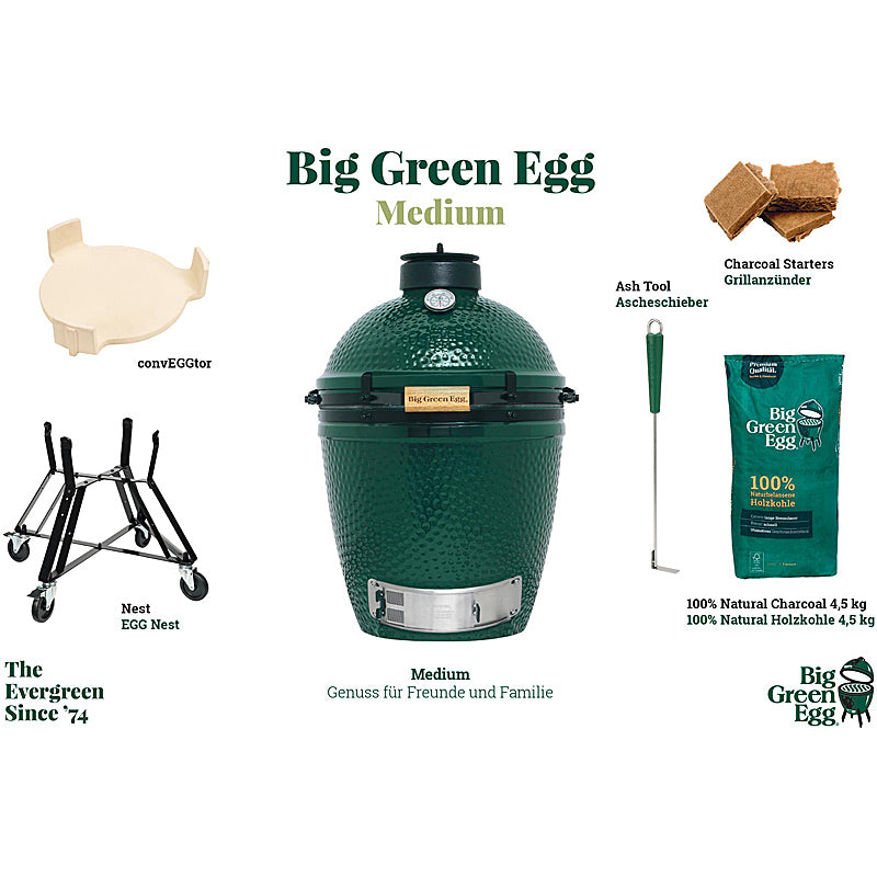 Big Green Egg Medium EGG Starter Paket (6-teilig) Kamado Holzkohlegrill