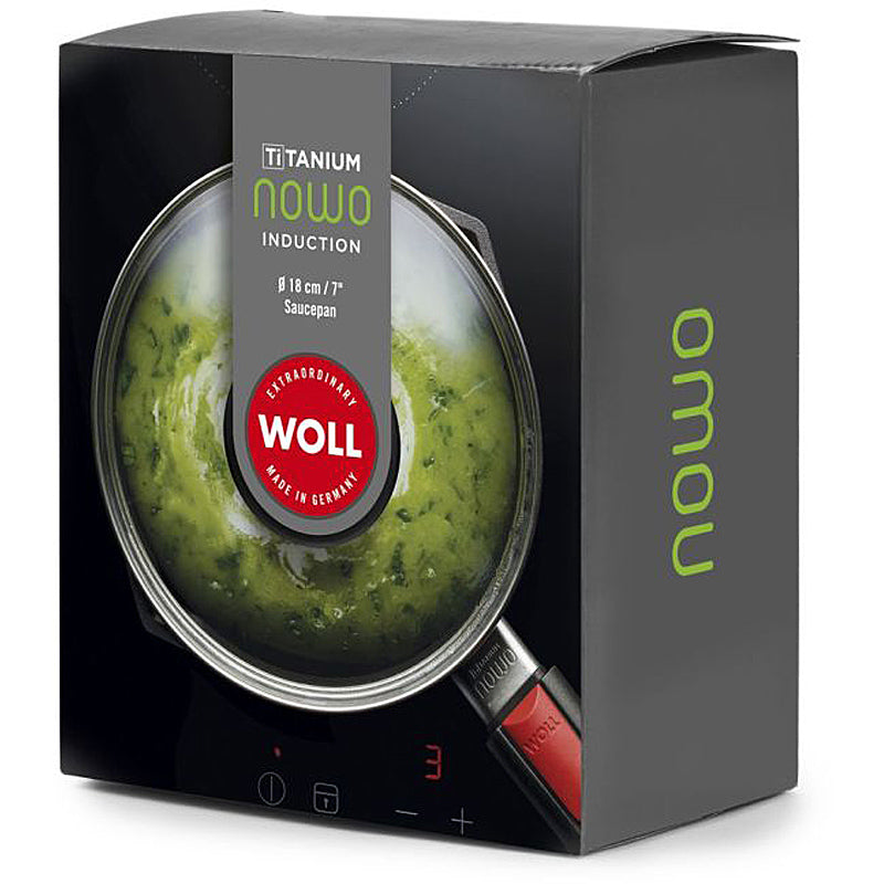 WOLL Nowo Titanium Induction Stieltopf Ø 18 cm 2L - abnehmbarer Griff, inkl. Deckel