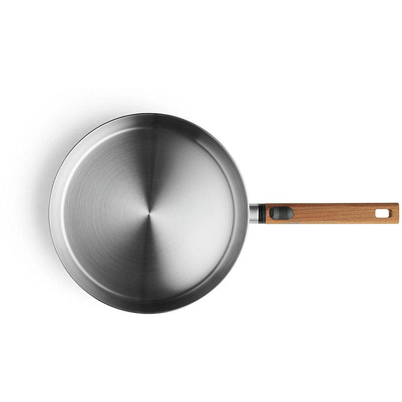 WOLL Logic Steel AHS Frying Pan Ø 28 cm - Stainless Steel, 5-Ply, Detachable Wooden Handle