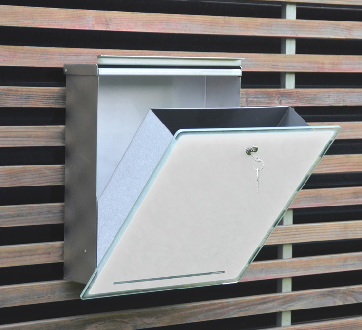 Radius Design Briefkasten Letterman 3 Edelstahl Glas weiss