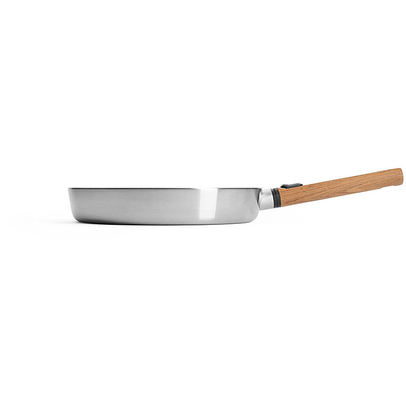 WOLL Logic Steel AHS Frying Pan Ø 28 cm - Stainless Steel, 5-Ply, Detachable Wooden Handle
