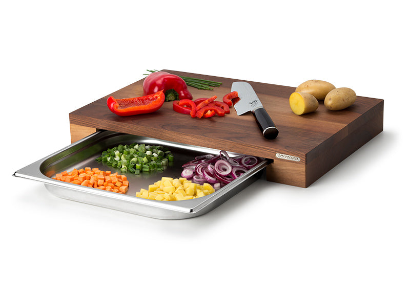 Continenta Multifunktionsbrett mit Edelstahl-Schublade, Walnuss 4210