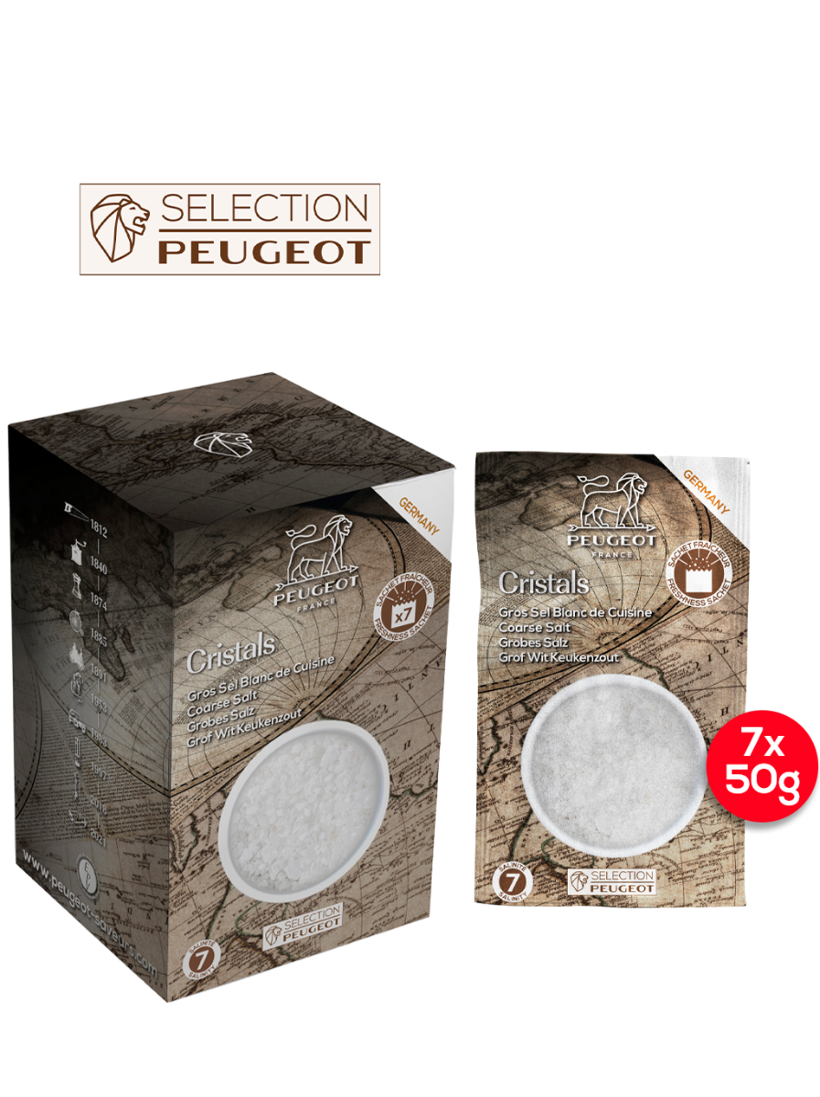 Peugeot Grobes Salz 350 g – Schachtel und Frischebeutel