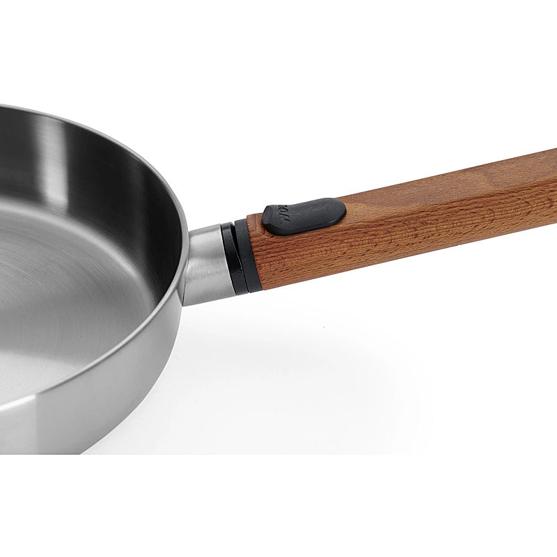 WOLL Logic Steel AHS Frying Pan Ø 28 cm - Stainless Steel, 5-Ply, Detachable Wooden Handle