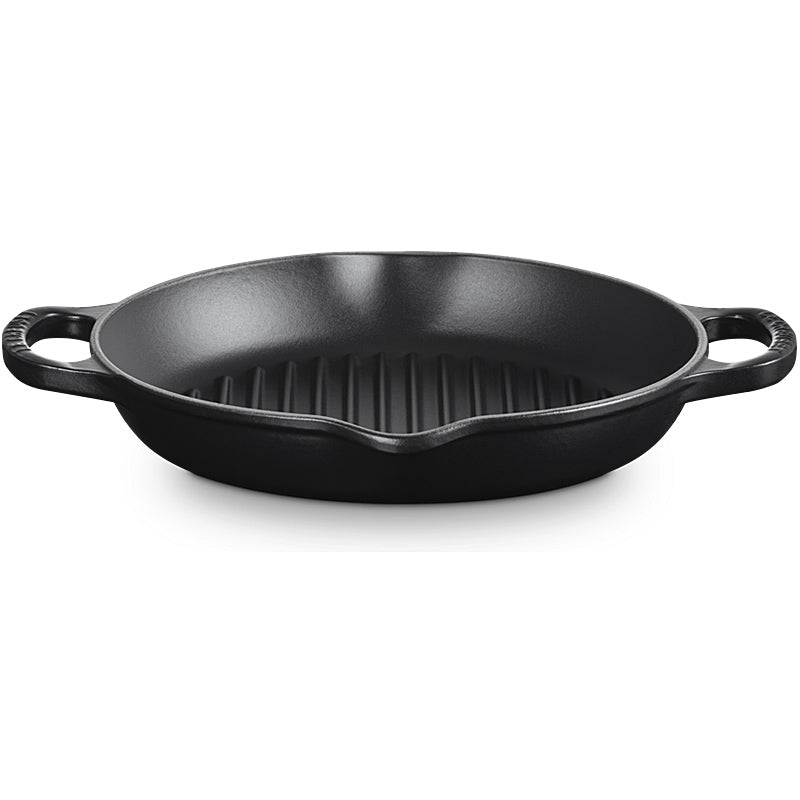 Le Creuset Grillpfanne Signature rund mit zwei Griffen Schwarz