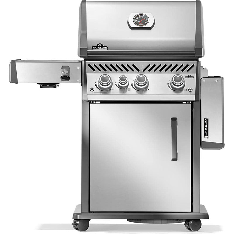 Napoleon Rogue Pro 425 Gas Grill, SIZZLE ZONE Side Burner, Stainless Steel
