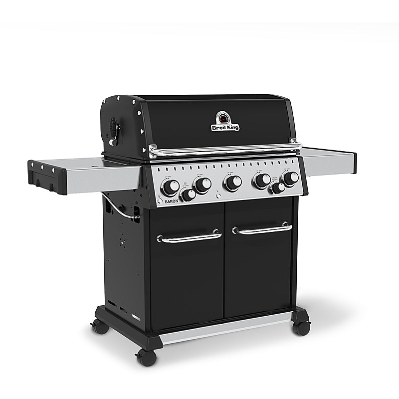 Broil King Baron 590 Black Gasgrill mit Rotisserie Gussplatte und Schutzhülle im Bundle