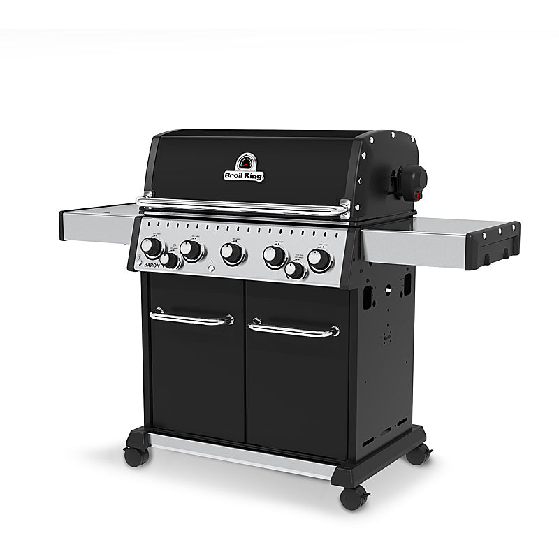 Broil King Baron 590 Black Gasgrill mit Rotisserie Gussplatte und Schutzhülle im Bundle