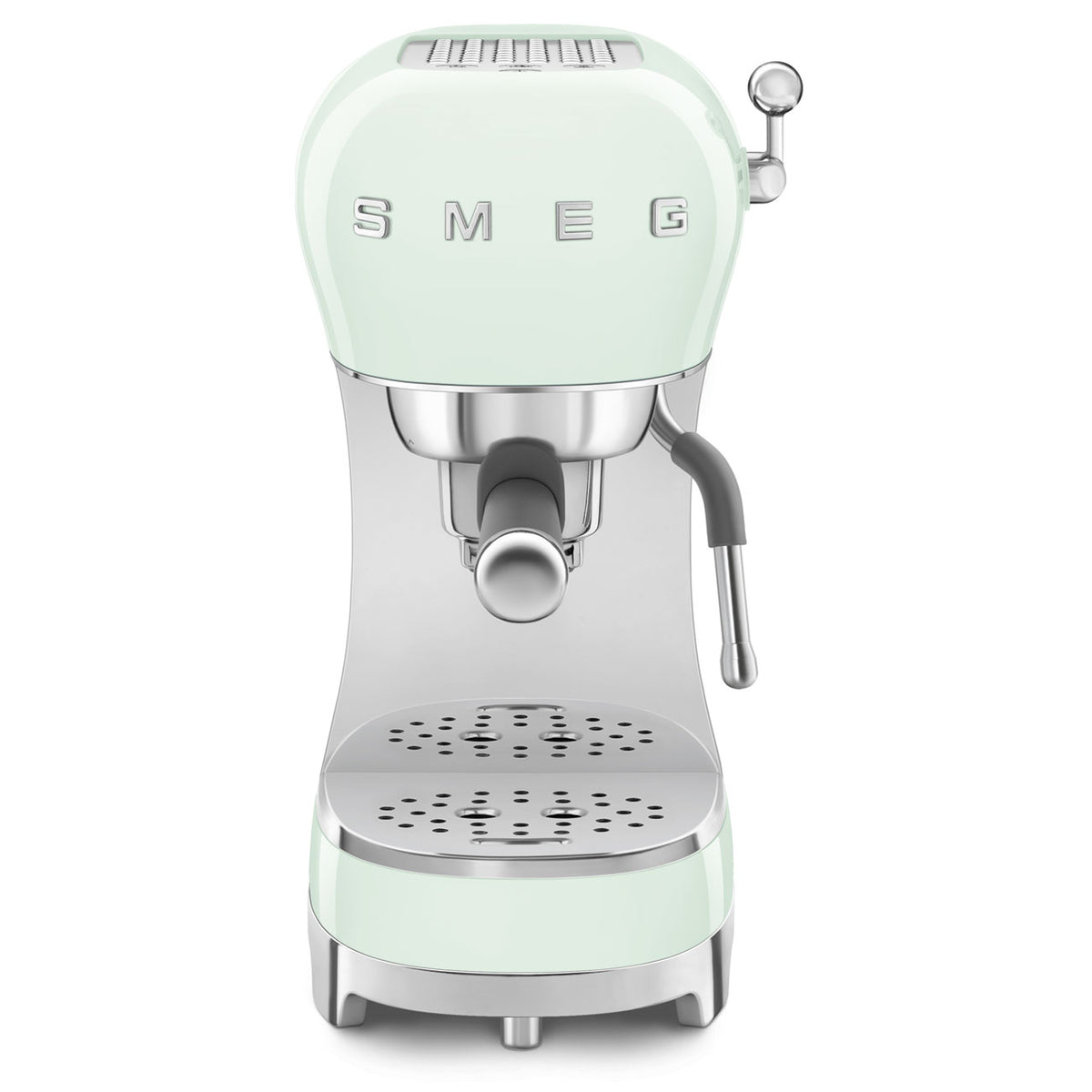 SMEG ECF02PGEU Siebträger-Espressomaschine 50's Style Pastellgrün Frontansicht