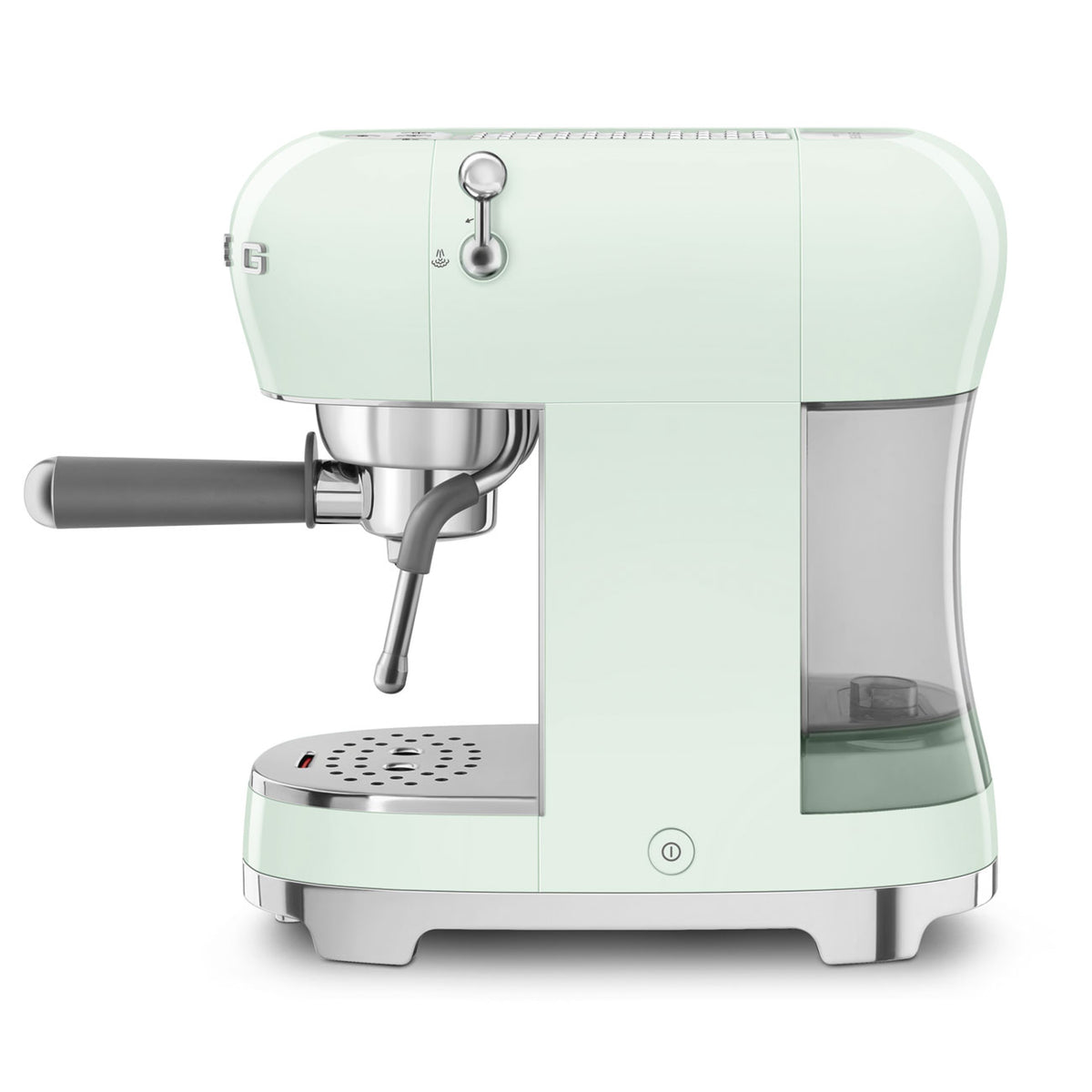SMEG ECF02PGEU Espressomaschine Pastellgrün Seitenansicht mit Wassertank