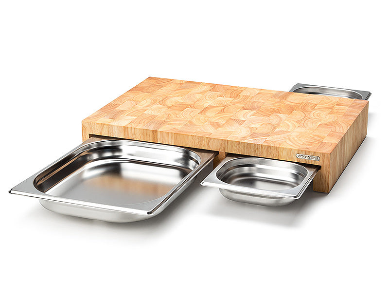 Continenta Multifunktionsbrett mit 3 Edelstahl-Schubladen, Stirnholz 4028
