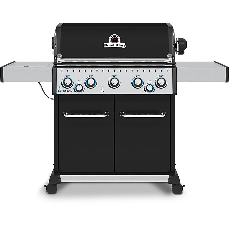 Broil King Baron 590 Black Gasgrill mit Rotisserie Gussplatte und Schutzhülle im Bundle