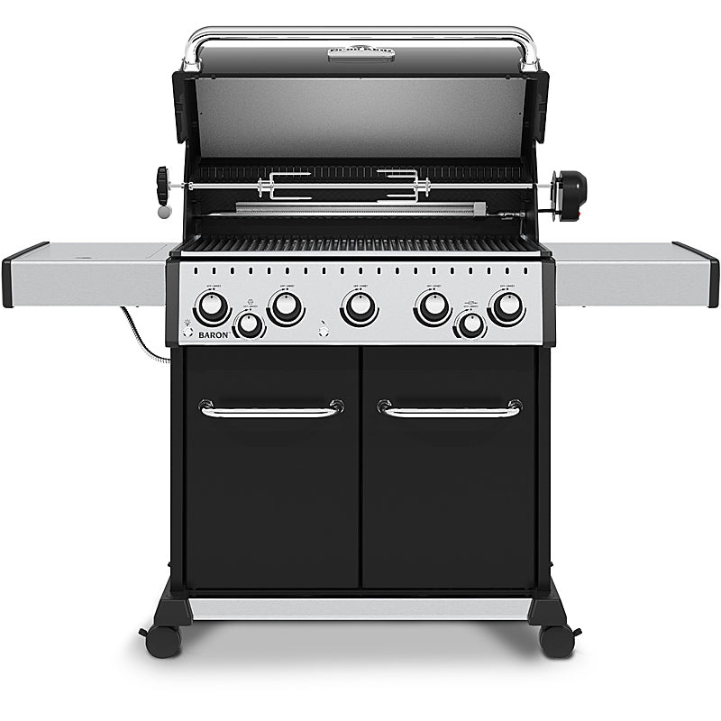 Broil King Baron 590 Black Gasgrill mit Rotisserie Gussplatte und Schutzhülle im Bundle