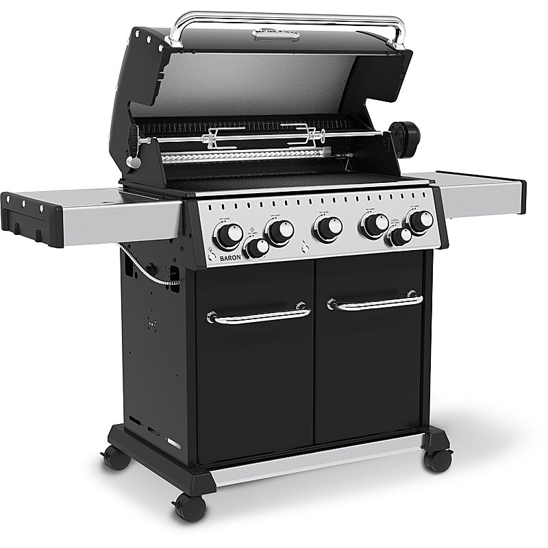 Broil King Baron 590 Black Gasgrill mit Rotisserie Gussplatte und Schutzhülle im Bundle