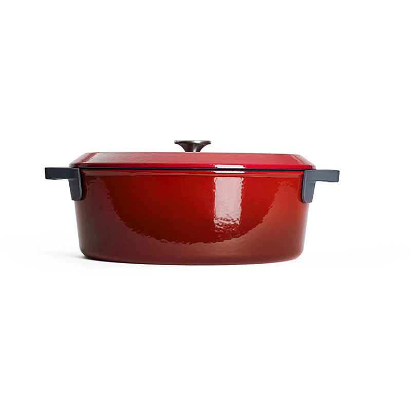 Woll Iron roaster 34x26cm cast iron with silicone handle protection 7.5l Color: Chili Red