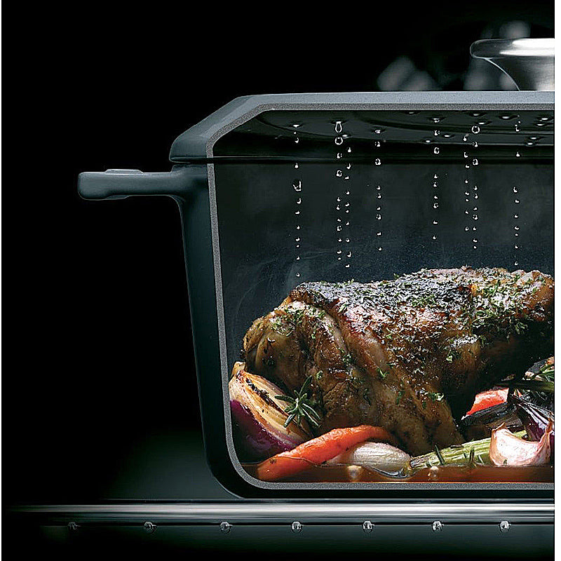 WOLL Iron Bräter 34x26cm Gusseisen mit Silikongriffschutz 7,5l Cobalt Blue