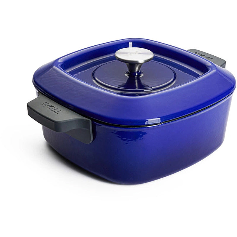 WOLL Gusskasserolle, viereckig mit Deckel, Silikongriffen - 24x24 cm 1024CI-020 Cobalt Blue