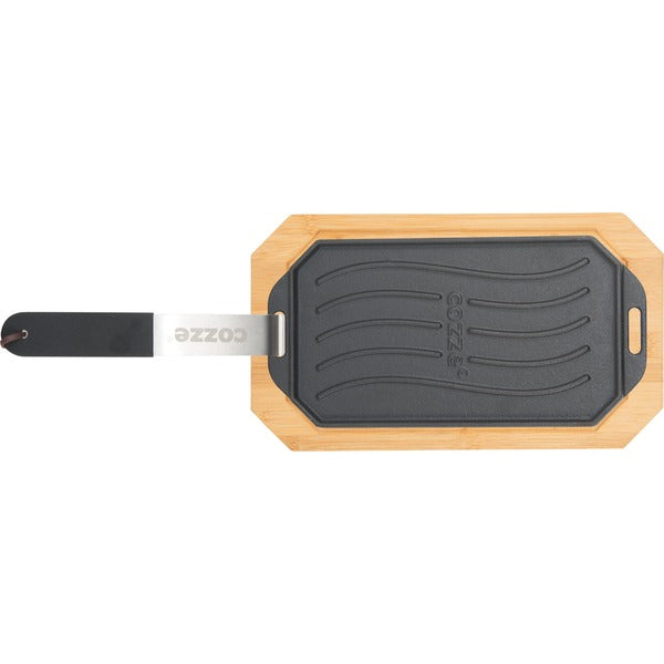 Cozze Gusseisenpfanne mit Bambus Servierbrett, 15x30 cm FSC C158397