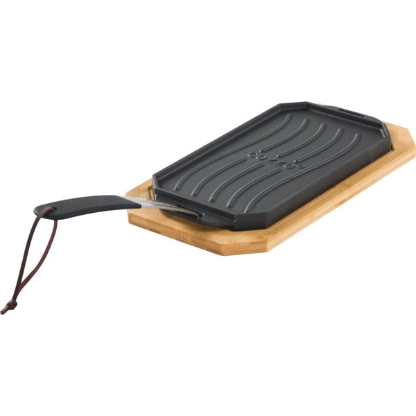 Cozze Gusseisenpfanne mit Bambus Servierbrett, 15x30 cm FSC C158397
