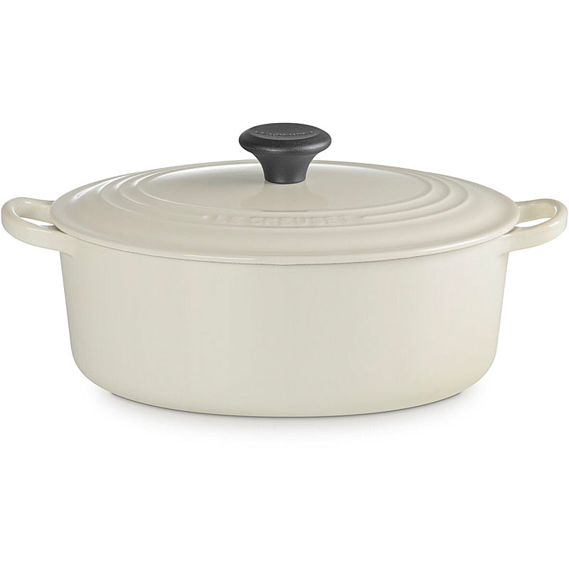 Le Creuset Ovaler Bräter Tradition 27 cm mit Phenolknopf Creme