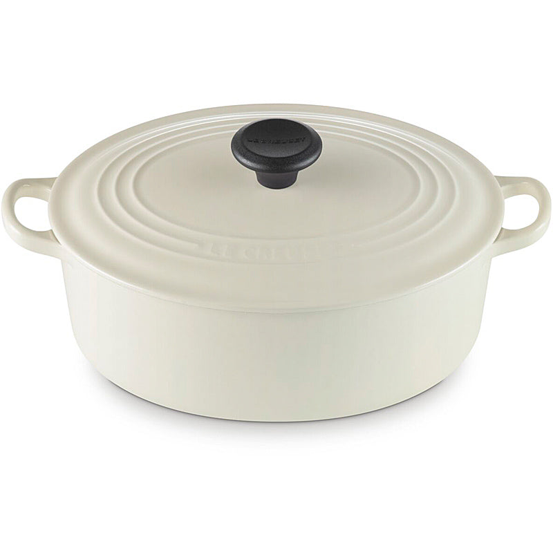 Le Creuset Ovaler Bräter Tradition 27 cm mit Phenolknopf Creme