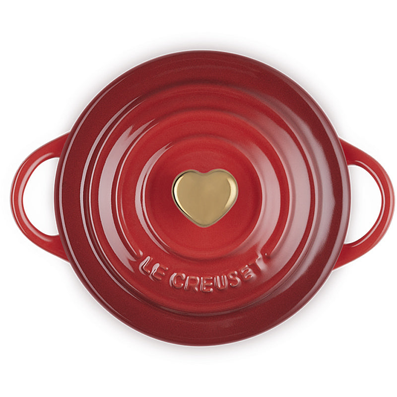 Le Creuset Mini Cocotte 10cm Kirschrot mit Herzknopf