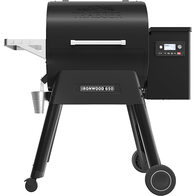 Traeger IRONWOOD 650 - SCHWARZ Pellet Grill im Set Schutzhülle & Frontablage