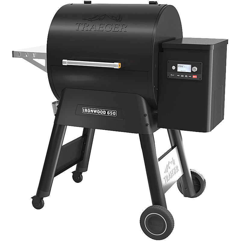 Traeger IRONWOOD 650 - SCHWARZ Pellet Grill im Set Schutzhülle & Frontablage