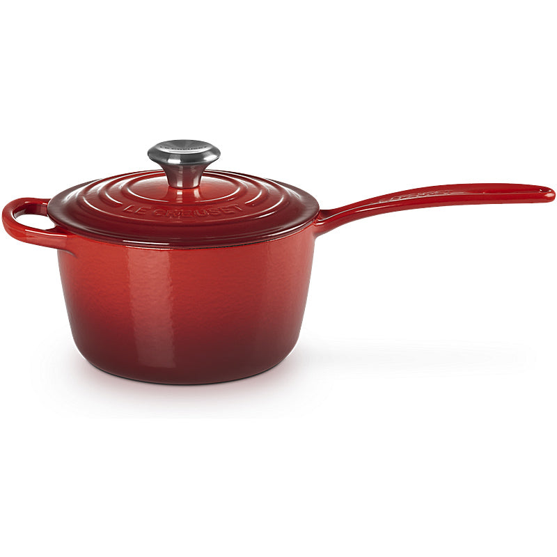 Le Creuset Stielkasserolle Signature rund mit Deckel 16cm Kirschrot