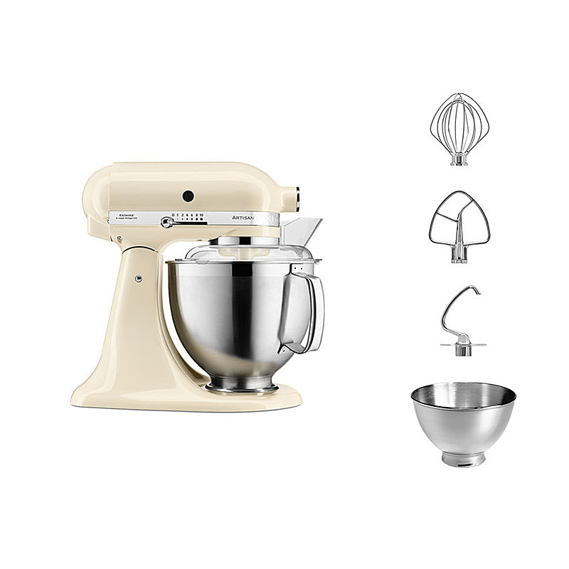 KitchenAid 5KSM185PSEAC Küchenmaschine 4,8L in Crème – mit Zubehör & Profiqualität