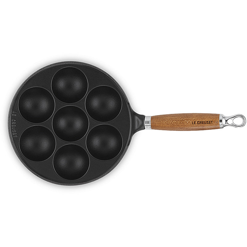 Le Creuset Pförtchenpfanne Tradition rund mit Holzgriff 20 cm Schwarz matt