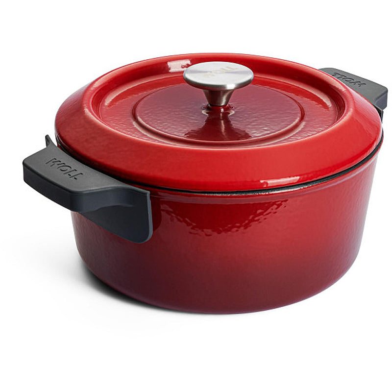 WOLL Kasserolle 24cm Gusseisen mit Silikongriffschutz 4,2l 124CI-010 Chili Red