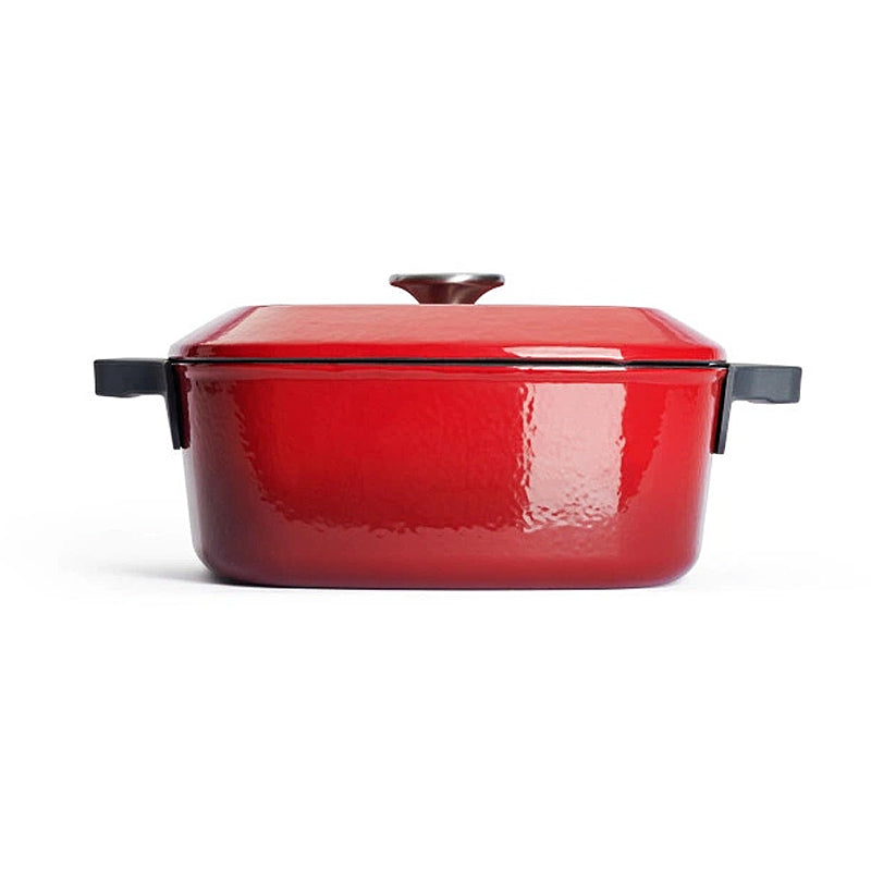 WOLL Gusskasserolle, viereckig mit Deckel, Silikongriffen - 24x24 cm 1024CI-010 Chili Red