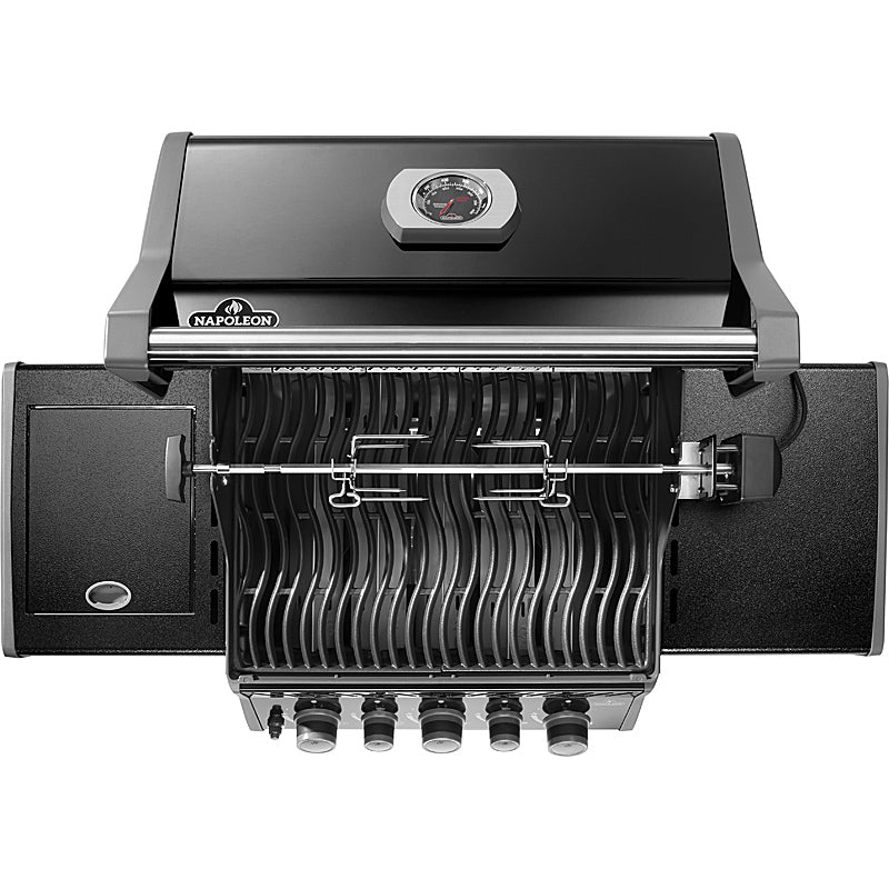 Napoleon Rogue 425 Gasgrill mit Heck- und Seitenbrenner, Schwarz, inkl. Drehspieß