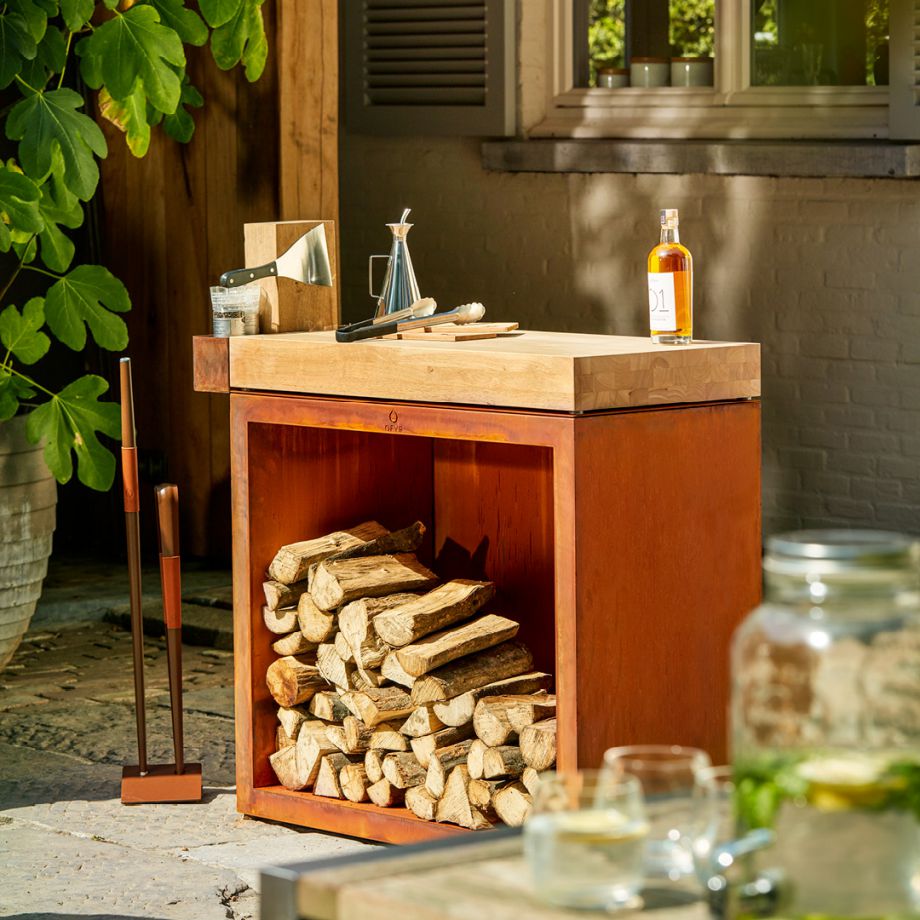 OFYR Butcher Block Storage 90 Corten Teakholz