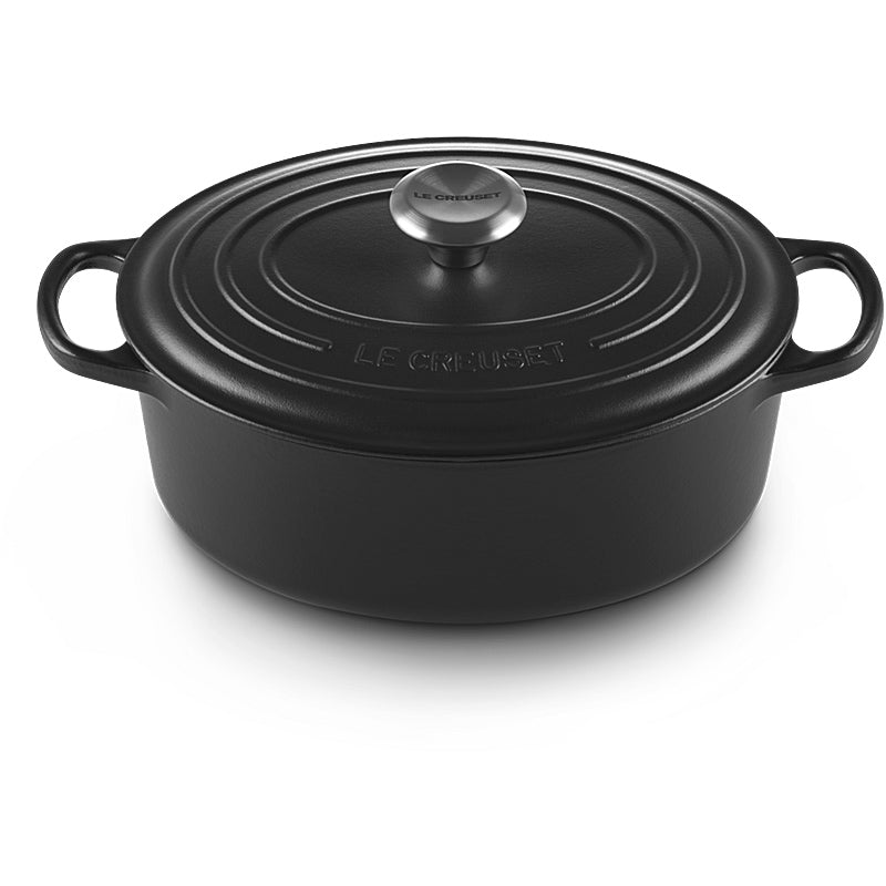 Le Creuset Bräter Signature oval 33cm Schwarz matt innen & außen