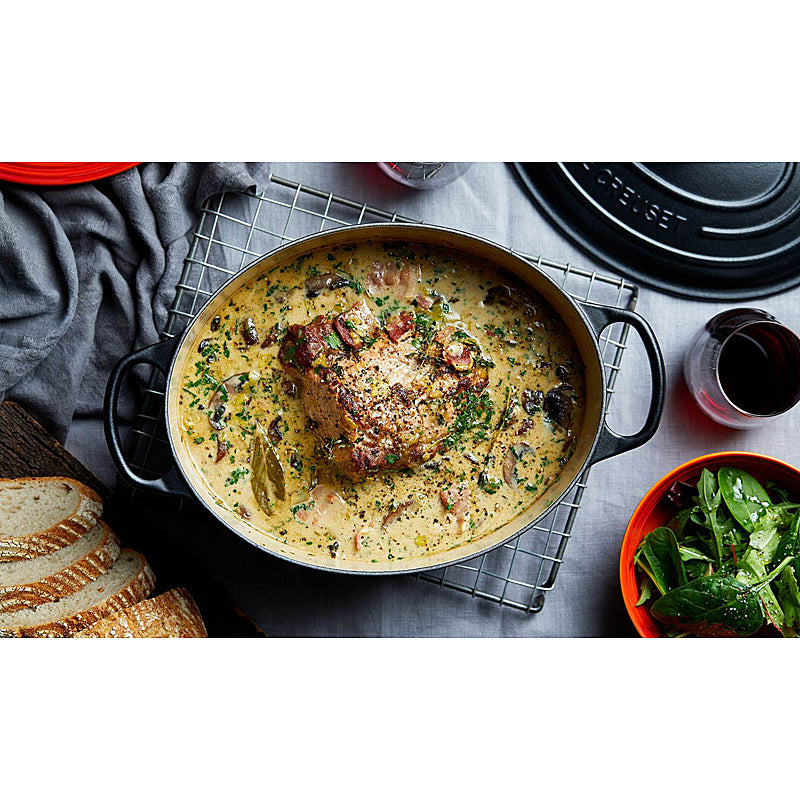 Le Creuset Bräter Signature oval 33cm Schwarz matt innen & außen