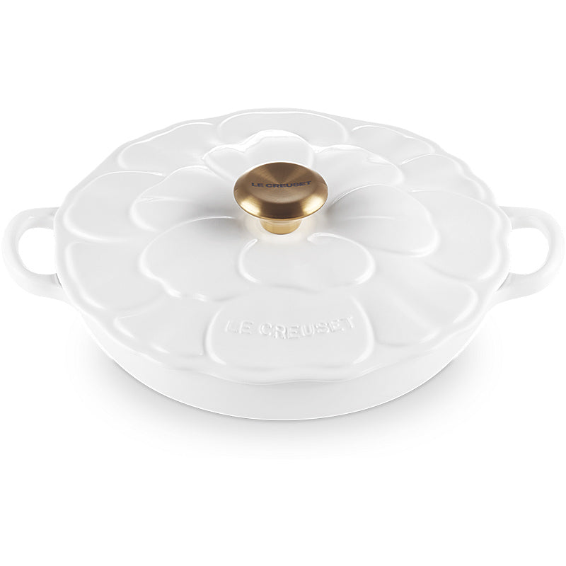 Le Creuset Gourmet Professional Pot Flower 26 cm White with gold-colored lid knob
