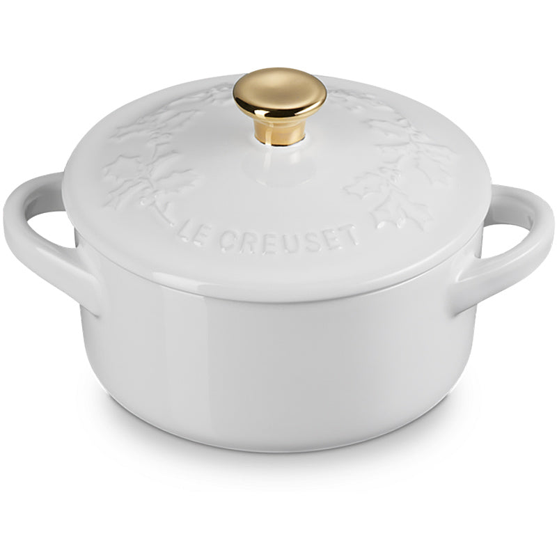 Le Creuset Mini Cocotte Holly 10cm White