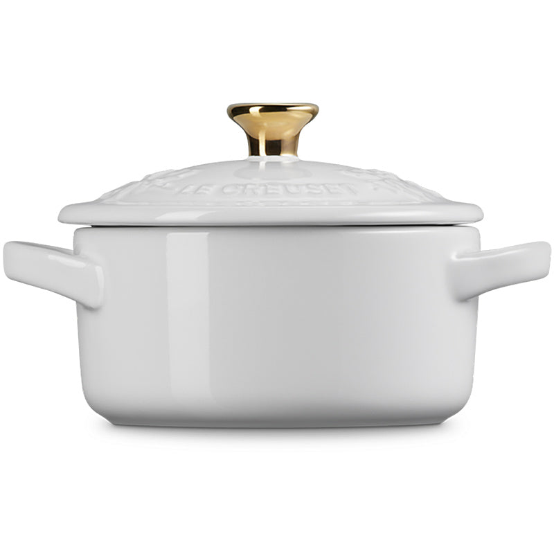 Le Creuset Mini Cocotte Holly 10cm White