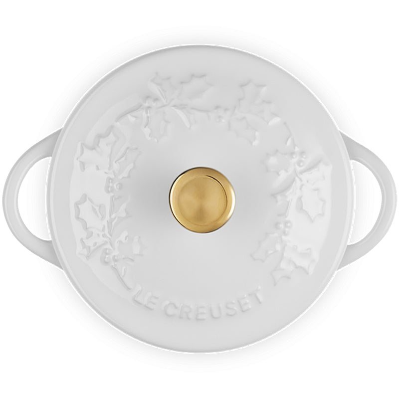 Le Creuset Mini Cocotte Holly 10cm White