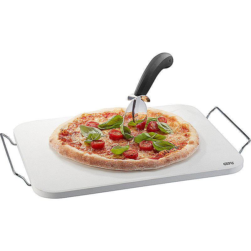 Gefu Set: Pizzastein DARIOSO mit Gestell + Pizzaschneider + Pizza-Schieber 89534