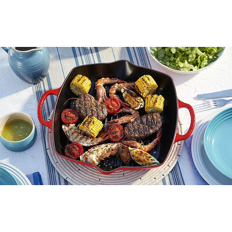 Le Creuset Square Grill Pan with 2 Handles Signature 30 cm Cherry Red 